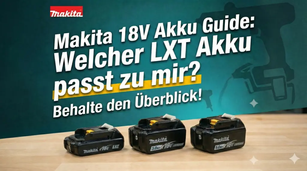 Im Makita 18V Akku Guide: 3 Makita LXT Akkus im Vergleich auf einer hölzernen Werkbank