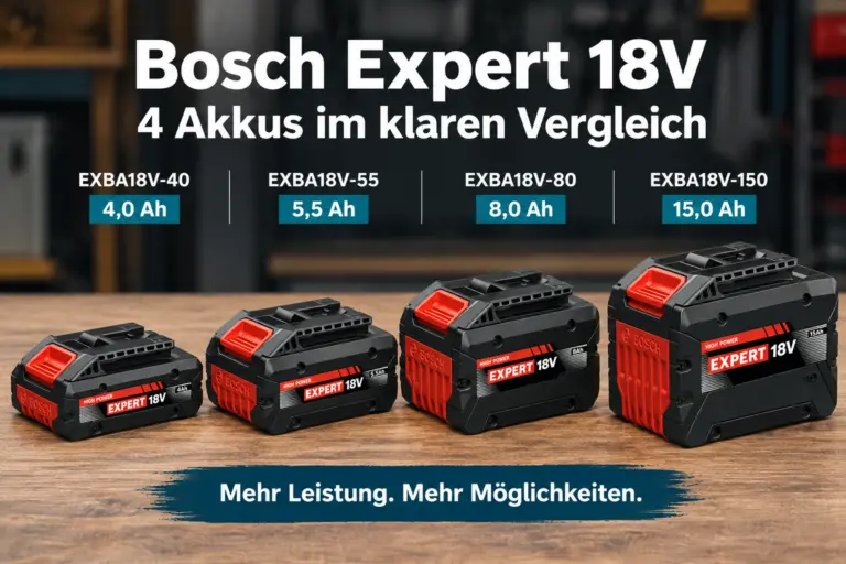 Bosch Expert 18V Akkus im Vergleich mit 4,0 Ah, 5,5 Ah, 8,0 Ah und 15,0 Ah