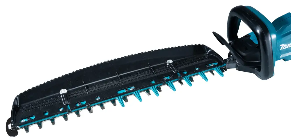 Der Makita Schnittgutsammler 191R51-3 montiert auf einer 40V UH Heckenschere