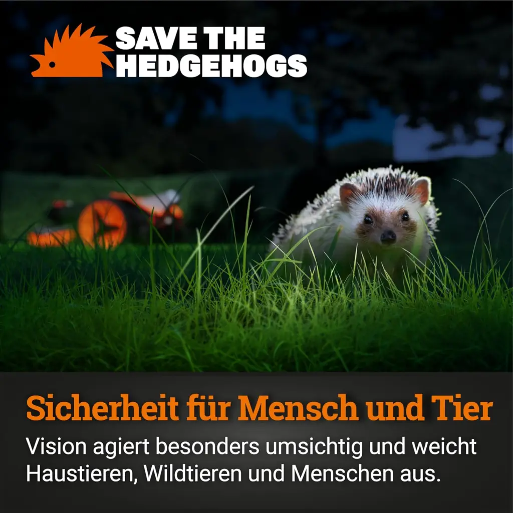 Worx Vision: Ruhezeiten im Garten auch für Igel und Kleintiere - der Worx Vision agiert besonders umsichtig und weicht Igeln aus