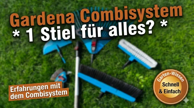 Gardena Combisystem: Ein Stiel, viele Werkzeugköpfe auf Rasen