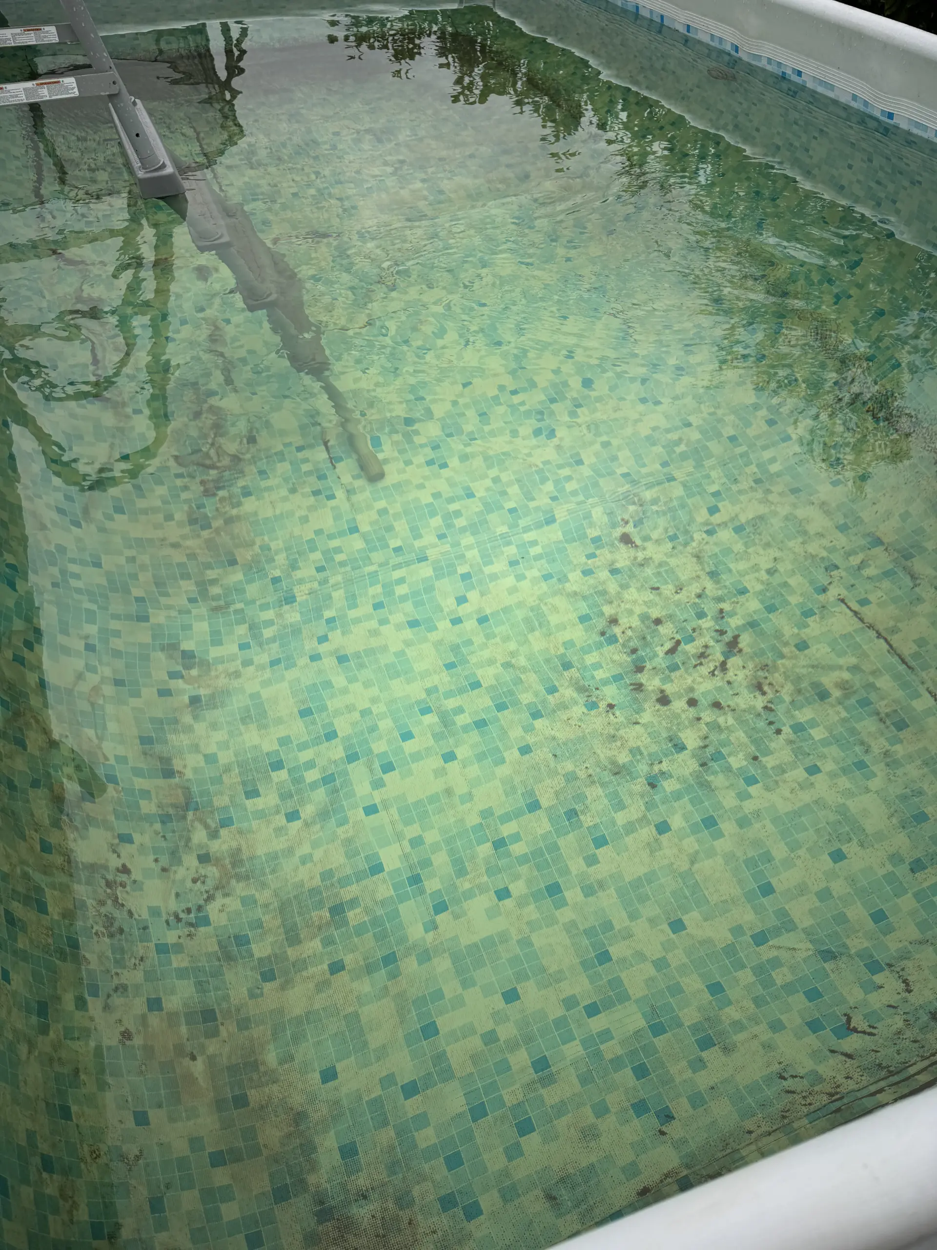 Braunes Poolwasser nach der Befüllung mit extrem eisenhaltigem Brunnenwasser
