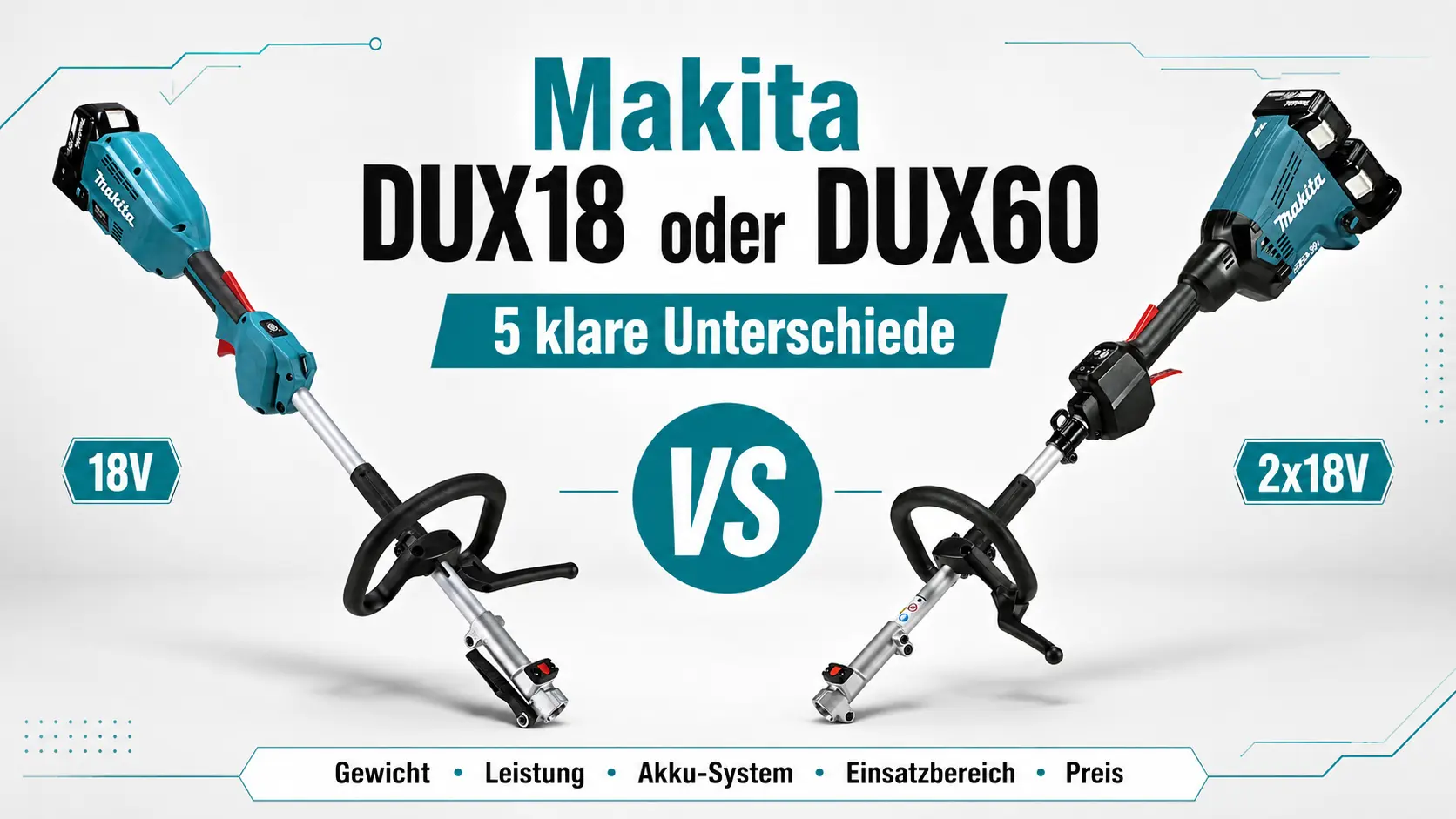 Makita DUX18 oder DUX60 im Vergleich mit 5 klaren Unterschieden zu Leistung, Akku-System, Gewicht, Einsatzbereich und Preis