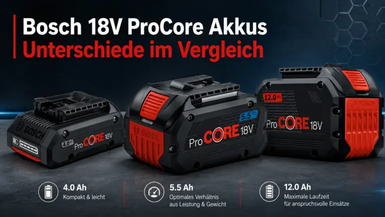 Bosch ProCORE 18V Akkus mit 4,0 Ah, 5,5 Ah und 12,0 Ah im Vergleich
