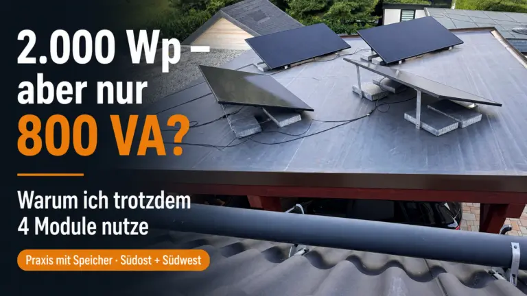 2000 Watt Balkonkraftwerk mit vier Solarmodulen auf meinem Carport