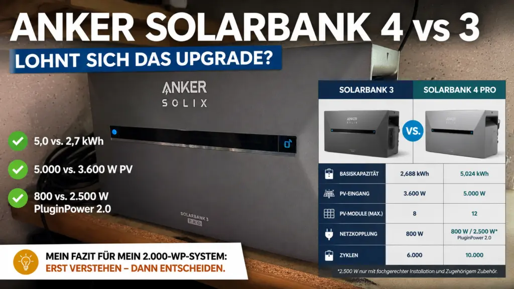 Anker Solarbank 4 vs 3 im Vergleich mit Speichergröße, PV-Eingang und PluginPower 2.0