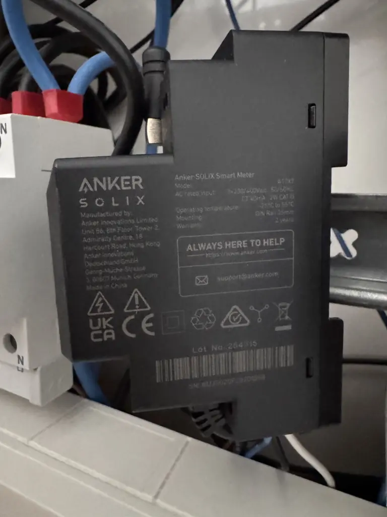 Typenschild meines Anker SOLIX Smart Meter mit Modell A17X7