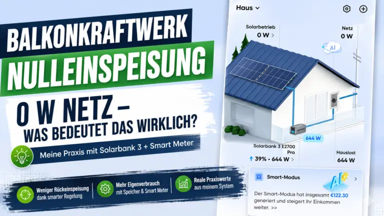 Balkonkraftwerk Nulleinspeisung mit Solarbank 3 und Smart Meter bei 0 W Netzbezug