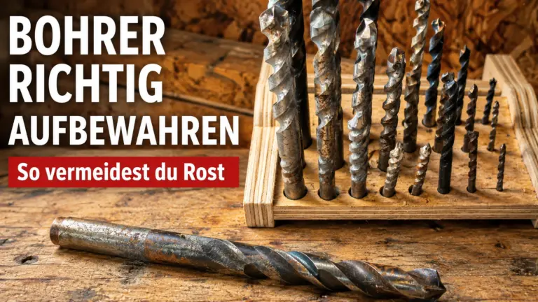 Bohrer richtig aufbewahren – verrosteter Bohrer und offene Lagerung im Schuppen