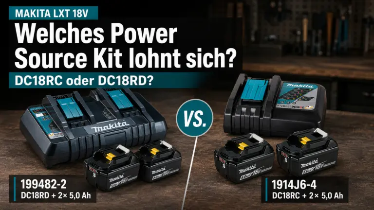 Makita Power Source Kits 18V mit zwei BL1850B 5,0-Ah-Akkus sowie DC18RD und DC18RC Ladegeräten im Vergleich