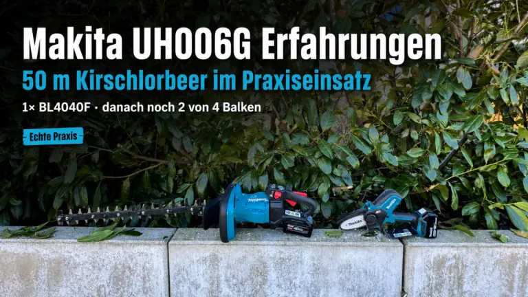 Makita UH006G Erfahrungen bei 50 m Kirschlorbeer im Praxiseinsatz