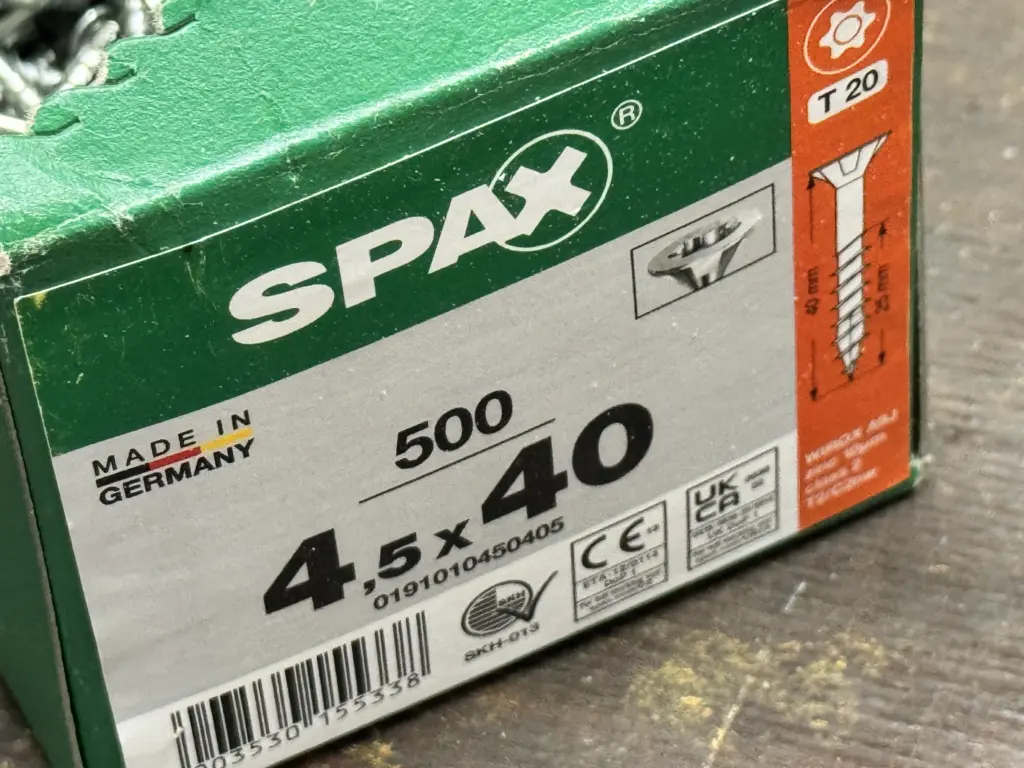 SPAX Holzschrauben 4,5 × 40 mm mit Senkkopf und T20-Antrieb