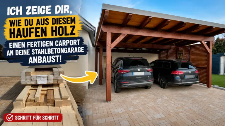 Carport selber bauen: Holzbausatz Schritt für Schritt an einer Stahlbetongarage