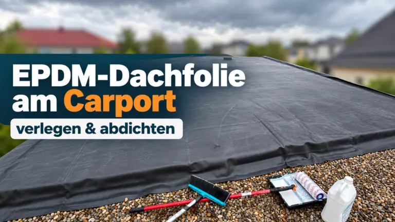 EPDM-Dachfolie am Carport verlegen – fertig abgedichtetes Carportdach mit grauer EPDM-Bahn