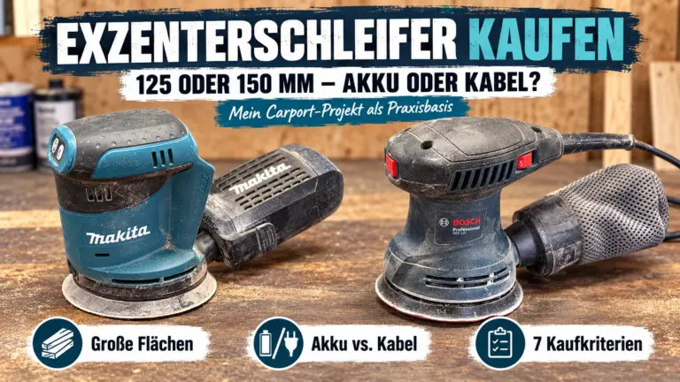 Exzenterschleifer kaufen – Makita DBO180 und Bosch Exzenterschleifer im Vergleich: 125 oder 150 mm, Akku oder Kabel