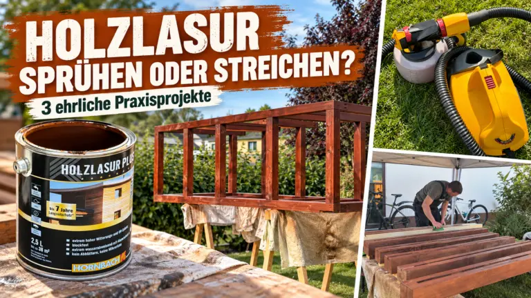 Holzlasur sprühen oder streichen: Wagner-Farbsprühgerät, Hornbach-Holzlasur und eigene Carport-Praxis