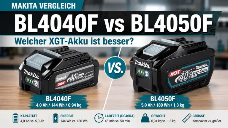 Makita BL4040F vs BL4050F mit 4,0 Ah und mit 5,0 Ah als XGT-Akkus im direkten Vergleich