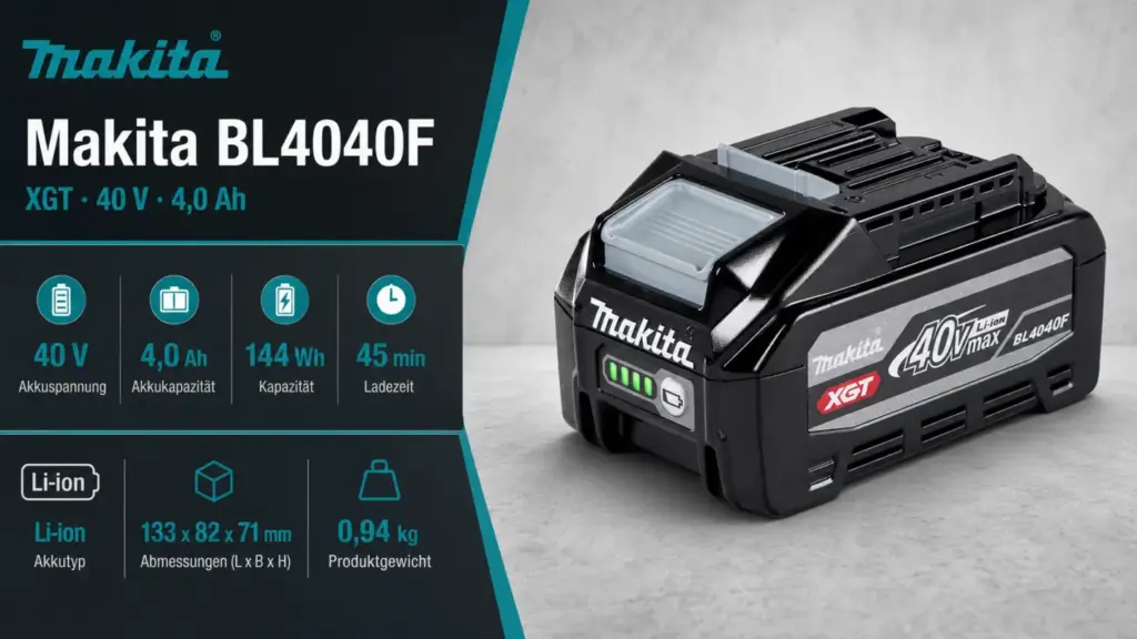 Makita BL4040F XGT Tabless Akku mit technischen Daten