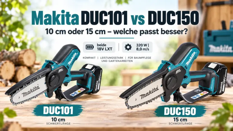 Makita DUC101 und DUC150 im Vergleich mit 10 cm und 15 cm Schwertlänge