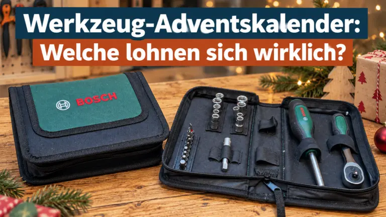 Werkzeug-Adventskalender mit Bosch Werkzeugset, Ratsche, Stecknüssen und Bits im Vergleich