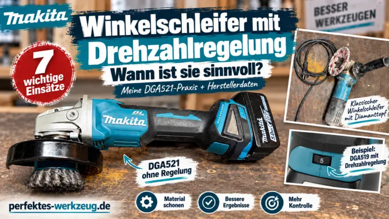 Winkelschleifer mit Drehzahlregelung im Vergleich mit Makita DGA521 ohne Drehzahlregelung und DGA519 mit Einstellrad