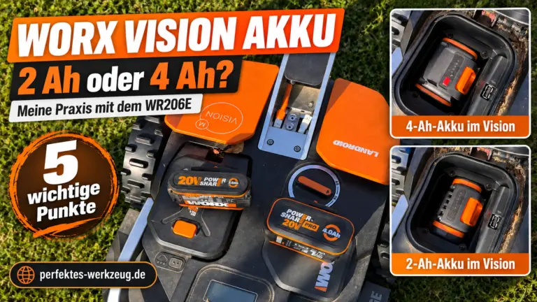 Worx Vision Akku mit 2 Ah und 4 Ah im Vergleich auf meinem Landroid Vision M WR206E