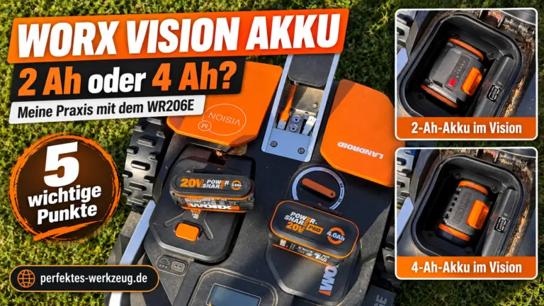 Worx Vision Akku mit 2 Ah und 4 Ah im Vergleich auf meinem Landroid Vision M WR206E