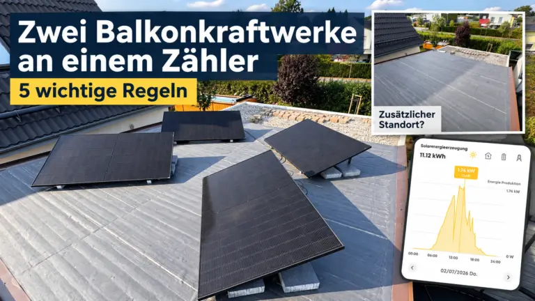 Zwei Balkonkraftwerke an einem Zähler – bestehendes Balkonkraftwerk auf dem Carport und geplanter zusätzlicher Standort